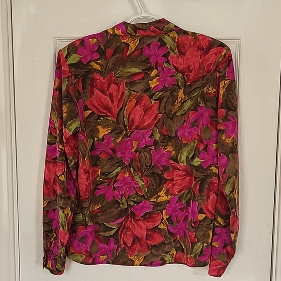 Vintage Hiroko Koshino '90s rich floral blouse, Made in 🇨🇦 Mint Condition - Picture 13 of 14